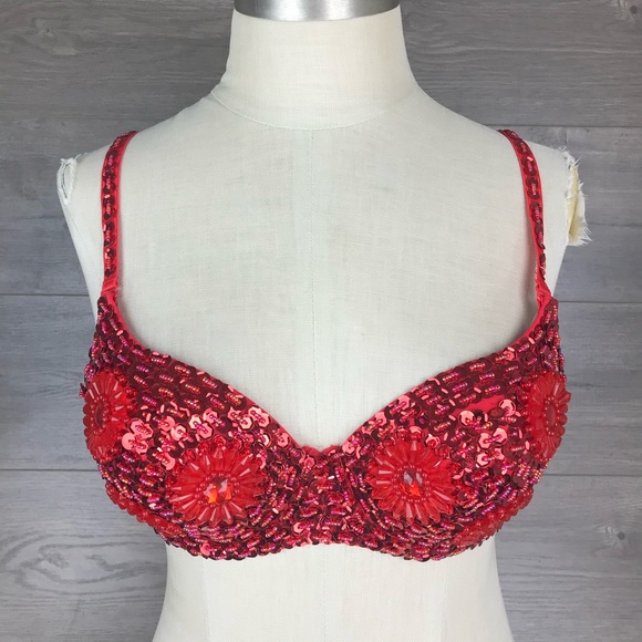 Dance Galaxy Other - Dance Galaxy Embellished Beaded Red Sequin Bra